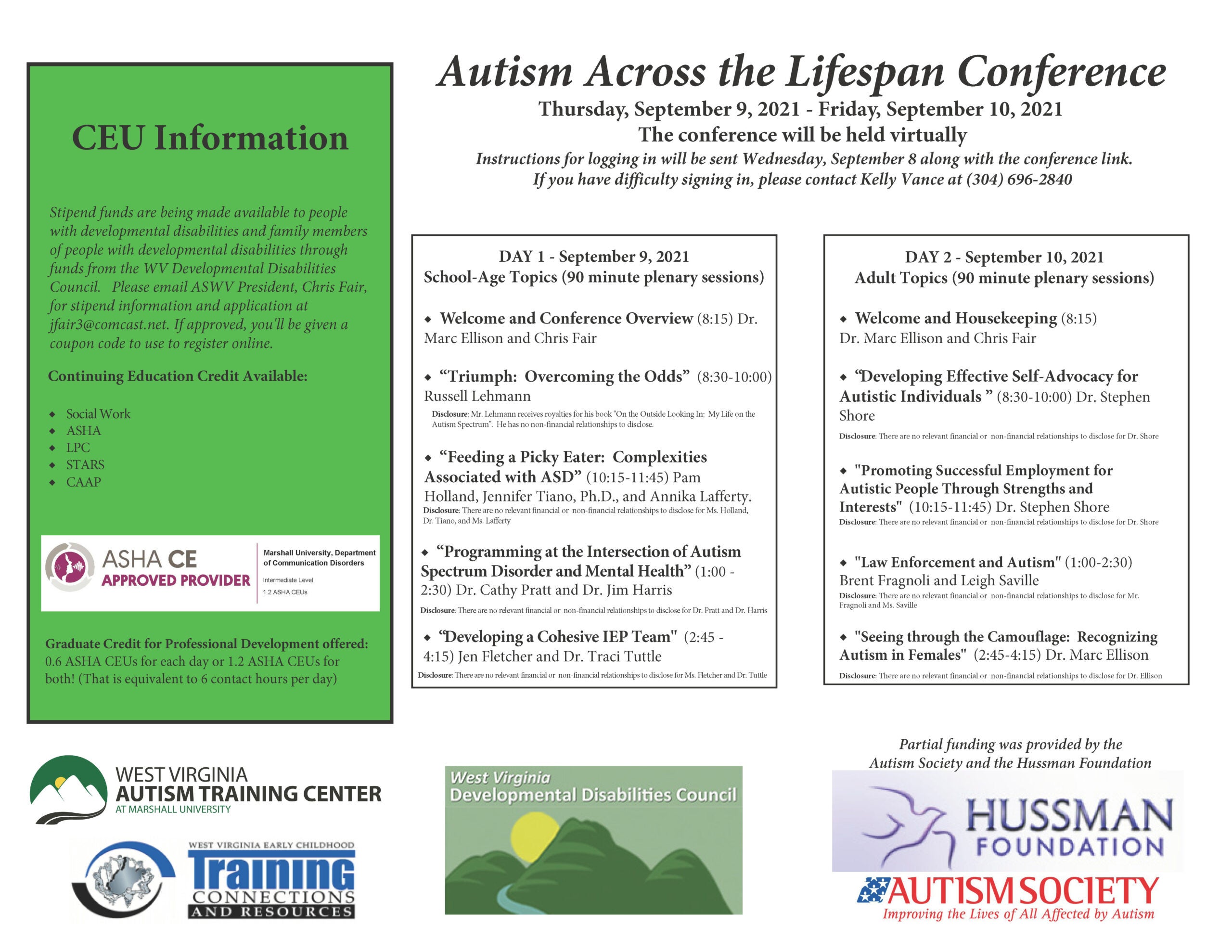 2021 Autism Across The Lifespan Conference WV Autism Training Center