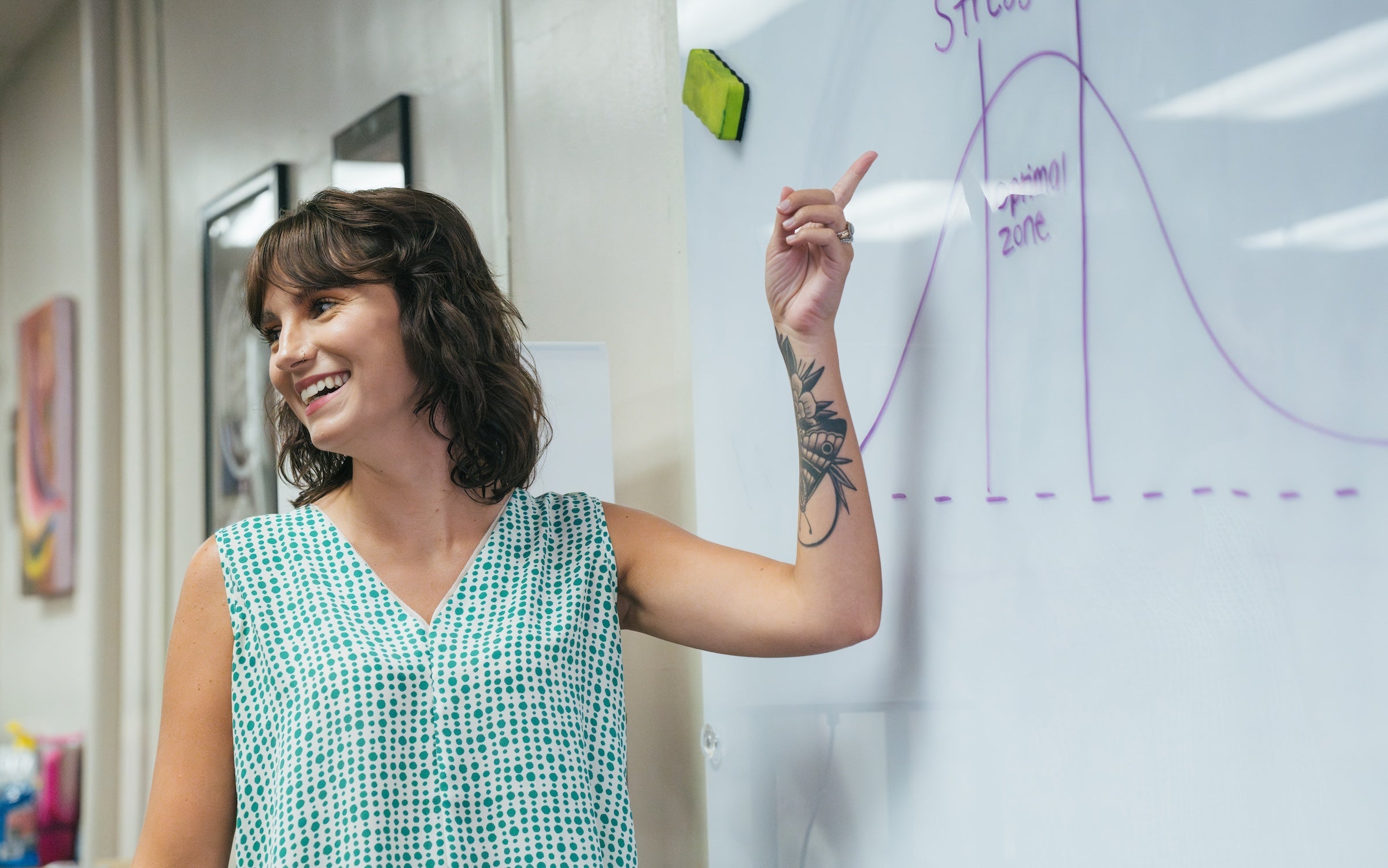 instructor teaching at a whiteboard