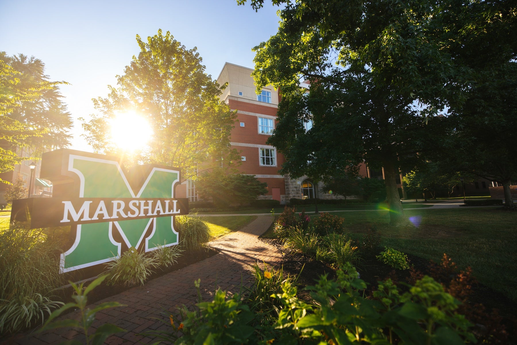 block M on campus at sunset