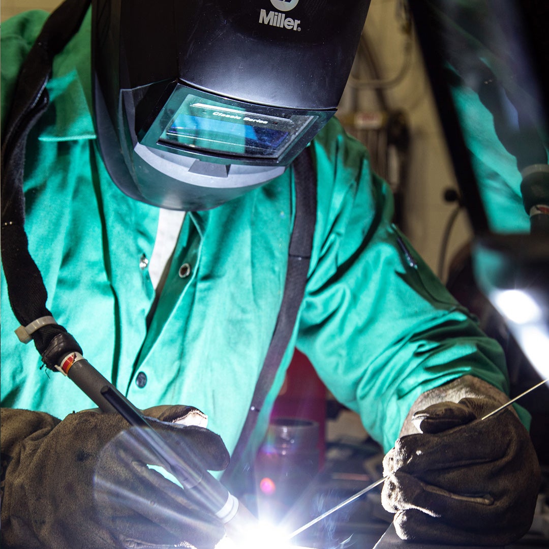 Welding student at Marshall University's Advanced Manufacturing Center