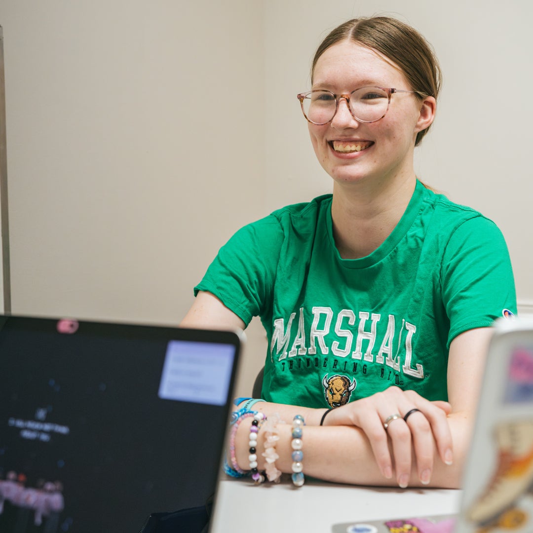Marshall University HELP student receives tutoring help during a one-on-one session with a professional tutor
