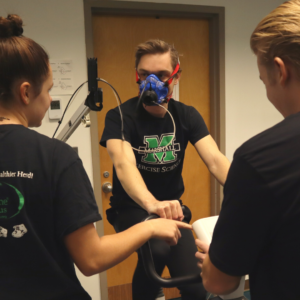 Exercise Science students performing a VO2 Max test using a COSMED