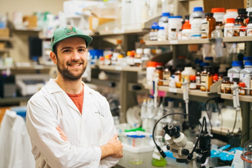 photo of Brendin Flinn in a chemistry lab