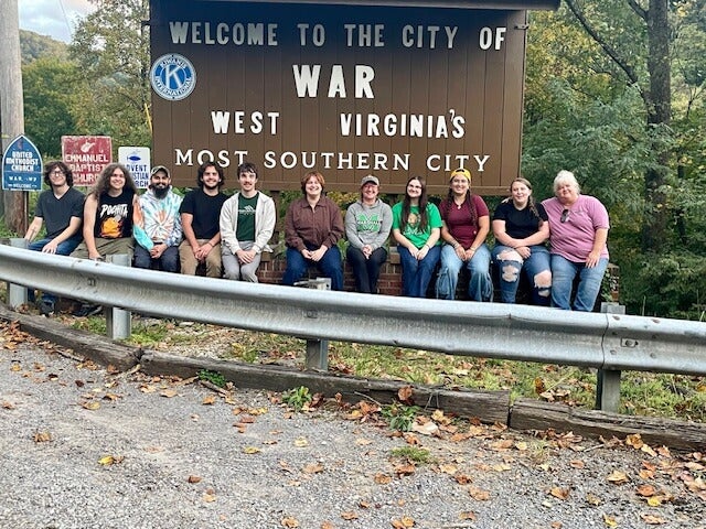 Marshall University students at community garden in War, West Virginia.