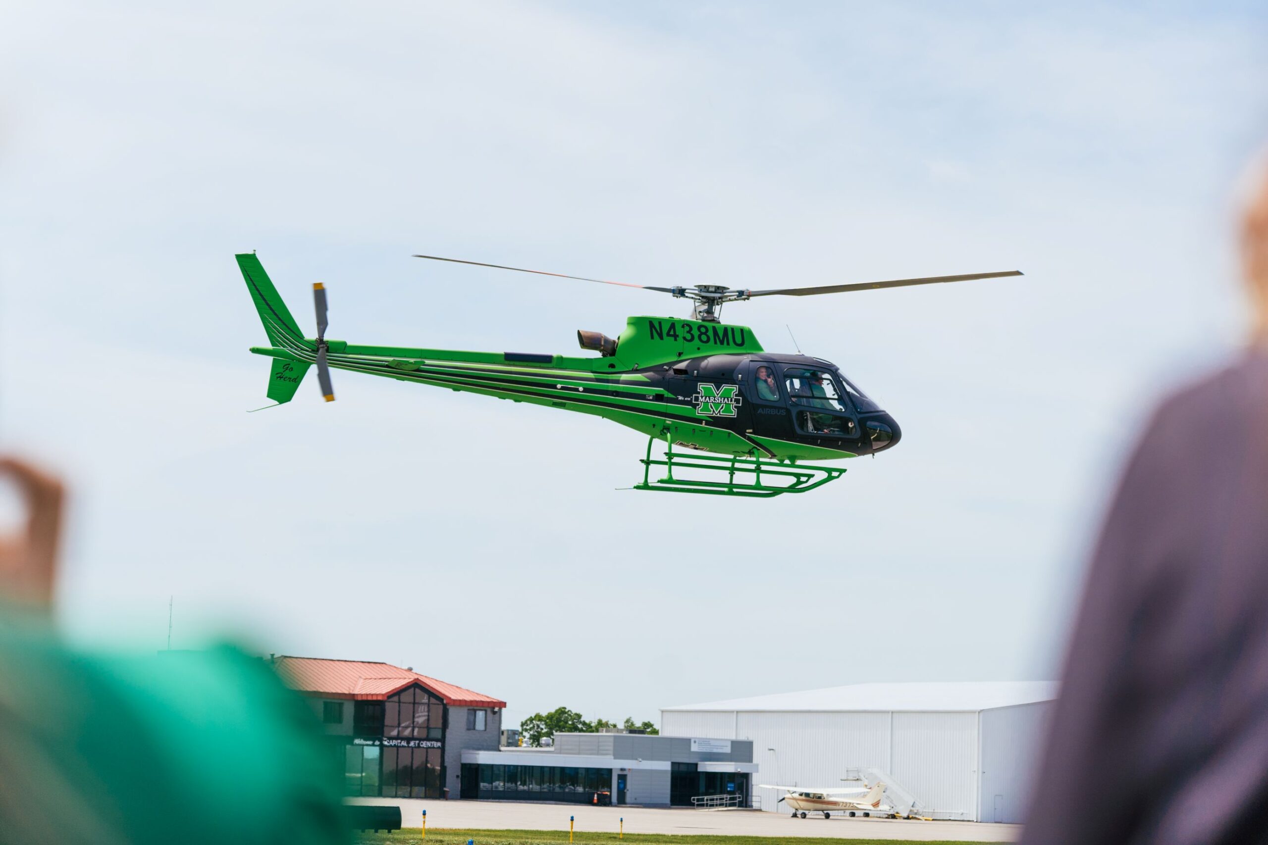 Marshall green and black helicopter