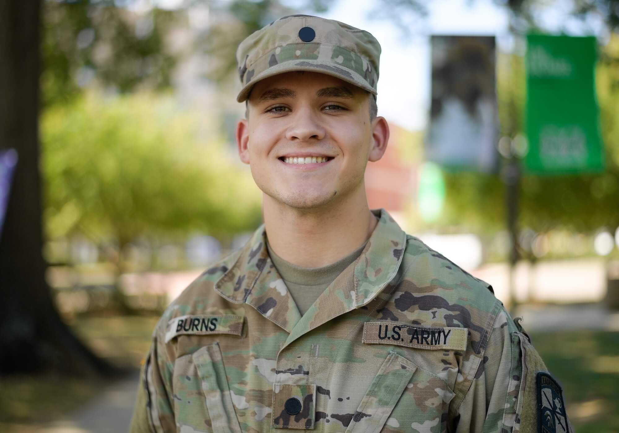 headshot of Army member on campus