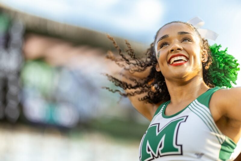 cheerleader at a Marshall football game