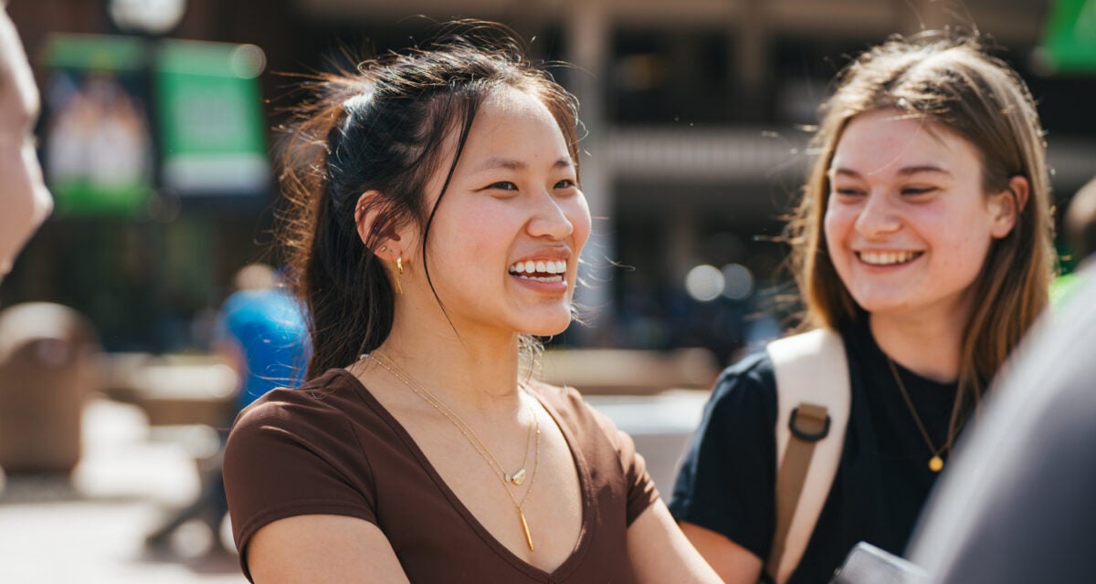 Students on the Memorial Student Center Plaza at Marshall University