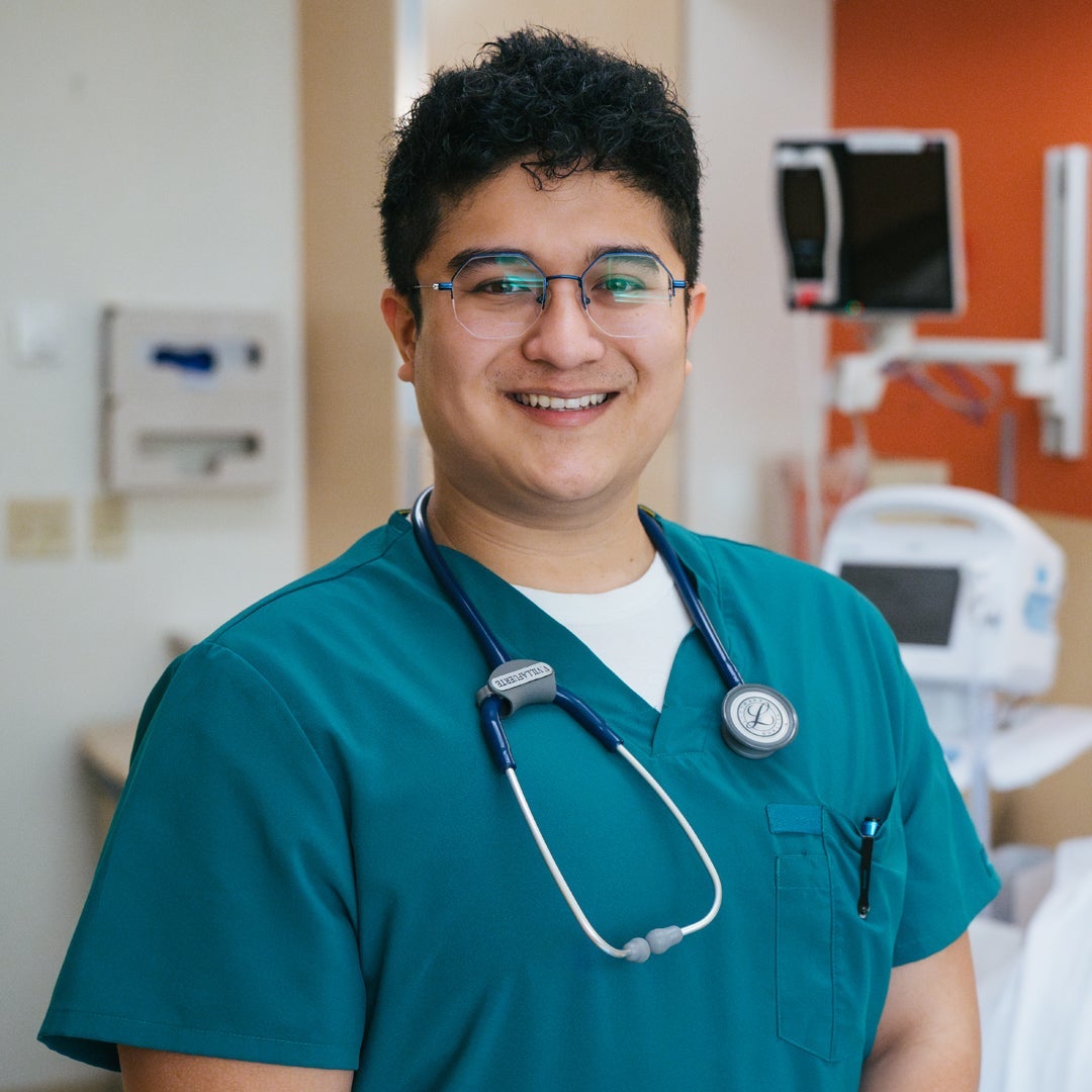 Marshall University nursing student in a hospital setting