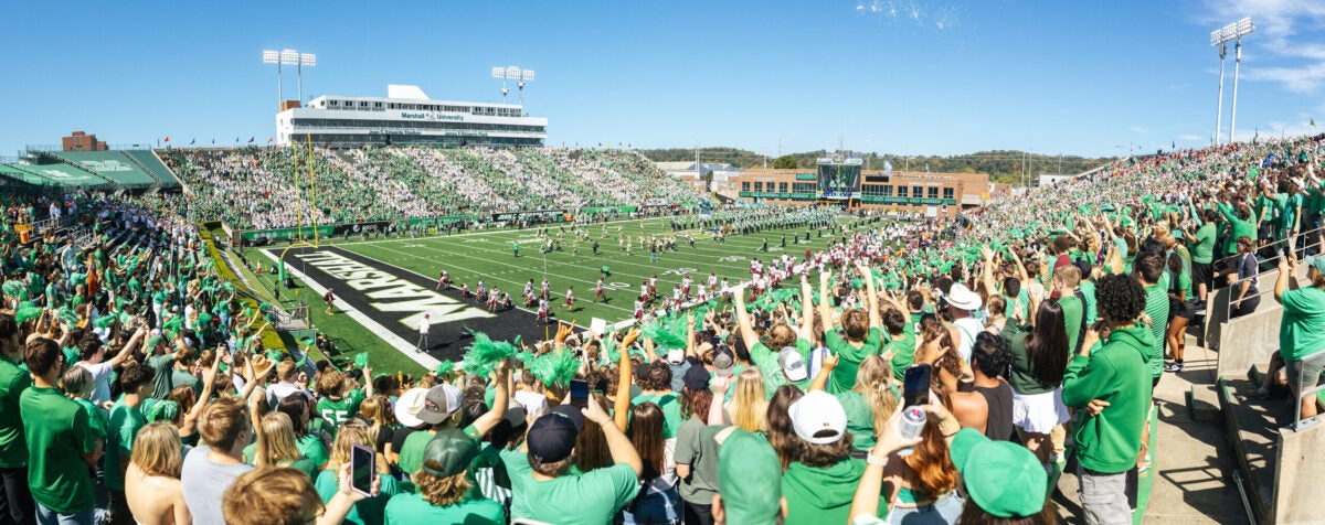 Herd fans fill Joan C. Edwards Stadium on Sept. 23, 2023 when Marshall University defeated Virginia Tech.