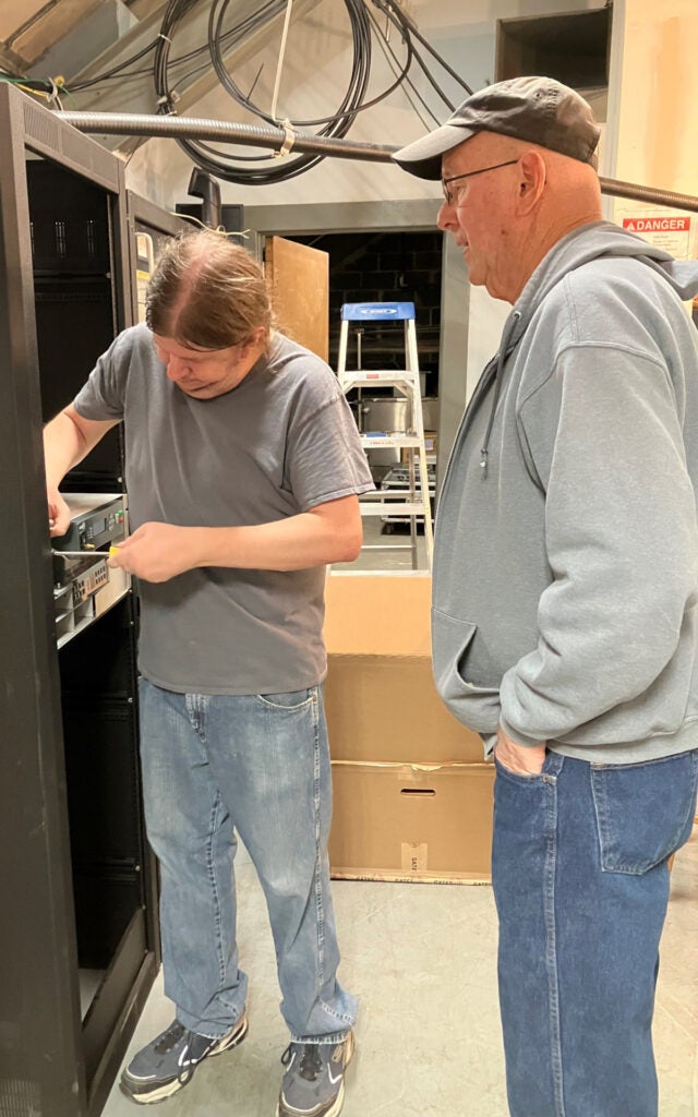 Mike installing new transmitter