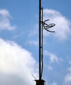 Close-up of WMUL-FM's antenna